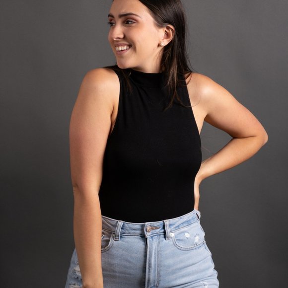 Black Mock Neck Bodysuit - Picture 5 of 10